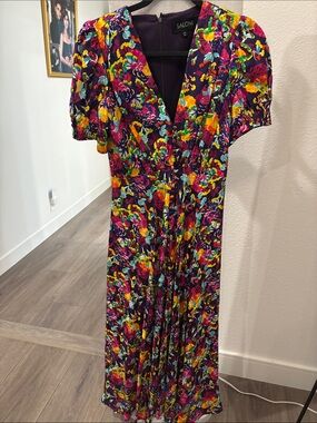 SALONI Floral Maxi Dress in Purple, Yellow, Pink & Green